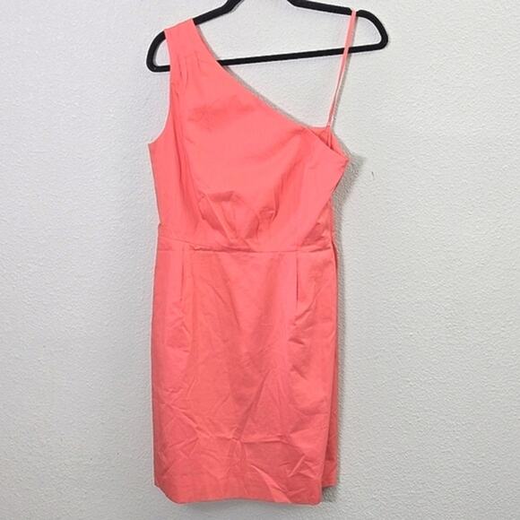 J.Crew Women’s Dress Barbiecore Preppy One-Shoulder Hot Pink Soft Cotton Size 4 - Picture 2 of 9